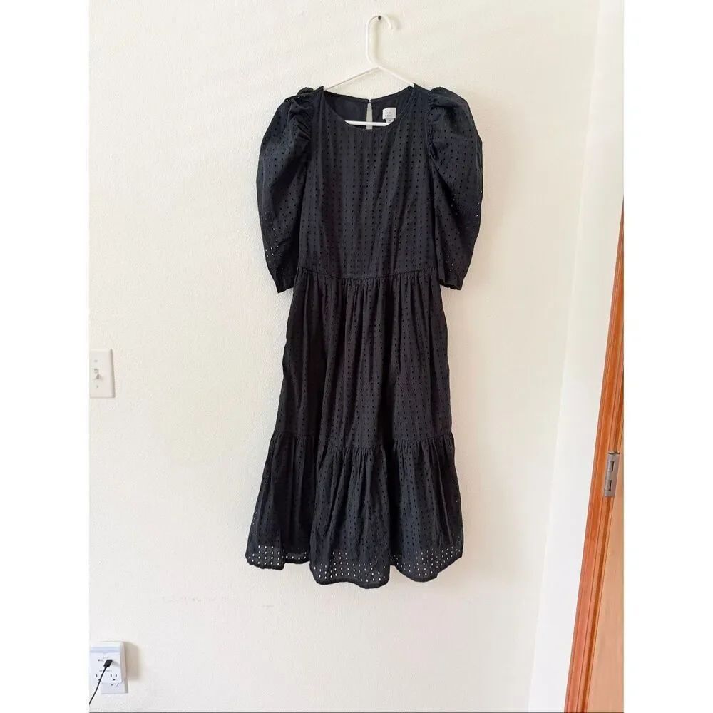 A New Day black cotton eyelet midi dress size XS